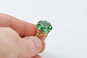 Вінтаж прикраси Каблучка Смарагд 14K Жовте золото vrc073y